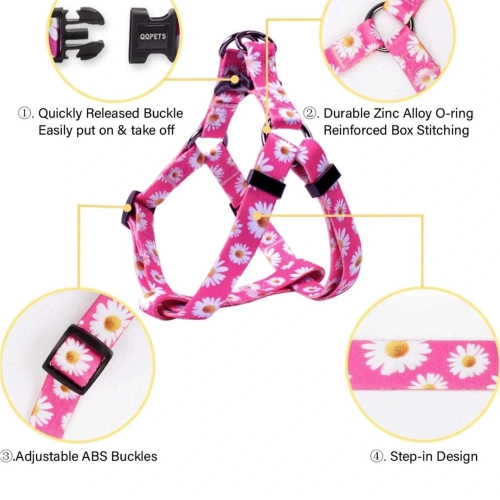 QQPets Pink Daisy Patterned Harness